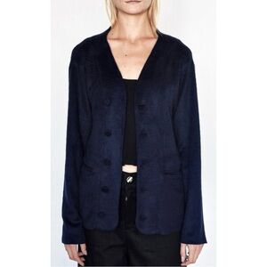 Assembly New York Navy Blue Cotton Knit Relaxed Loose Fit Cardigan Sweater sz XL